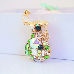 Golden money bag keychain with colorful sparkling rhinestones for car and bags