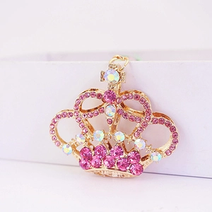 Portachiavi a corona dorata con strass rosa per chiavi auto o decorazione per borse
