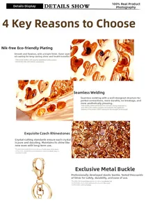 Detailed macro view of heart shaped gold key ring with amber Czech rhinestones