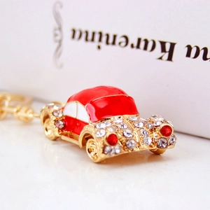 Creative Cute Car Model Keychain Zinc Alloy Rhinestone Enamel Metal Pendant Keyring For Men Women Bag Accessories Gift