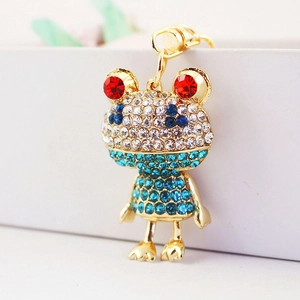 Funkelnder Strass Frosch Schlüsselanhänger mit vergoldetem Metallverschluss für Taschen
