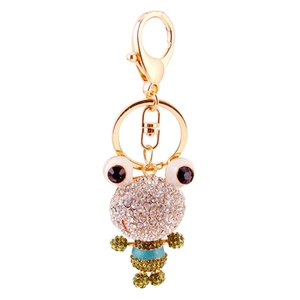 Porte-clés grenouille créatif avec strass étincelants et fermoir mousqueton doré