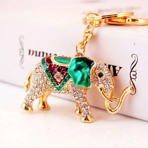 Luxus Ethnischer Stil Zinklegierung Strass Elefant Schlüsselanhänger Bunte Emaille Tier Tasche Charme Anhänger Schmuck Für Damen