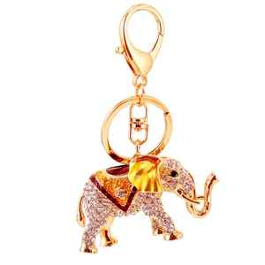 Porte-clés éléphant créatif avec strass étincelants et détails en émail coloré