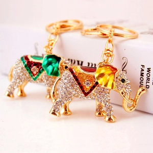 Luxueux Porte-Clés Éléphant en Alliage de Zinc Avec Strass Étincelants Pendentif Animal en Émail pour Sac Femme Bijoux Cadeau