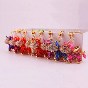 Cute Rhinestone Unicorn Keychain Zinc Alloy Metal Pendant For Women Bag Accessories Colorful Enamel Animal Keyring Gift