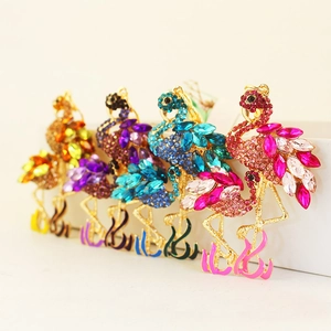 Kreativ Süß Flamingo Kranich Tier Schlüsselanhänger Zinklegierung Eingelegt Vogel Anhänger Taschenanhänger Schmuck Geschenk