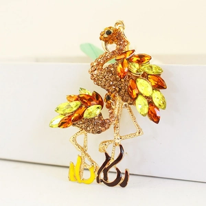 Goldener Doppel-Flamingo-Schlüsselanhänger mit funkelnden Strasssteinen und Kristallen