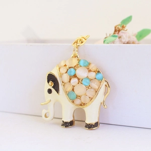 Simpatico Portachiavi a Forma di Elefante in Lega di Smalto Portachiavi Animale Con Perla Artificiale Strass per Donna Gioielli