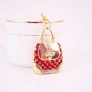 Porte-Clés en Forme de Sac à Main de Mode Alliage de Zinc Strass Émail Charme de Sac Pendentif Porte-Clés en Métal pour Femme Accessoire Décoratif