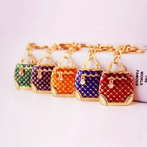 Creative Mini Handbag Keychain Zinc Alloy Rhinestone Enamel Bag Pendant Luxury Keyring For Women Girls Gift Accessories