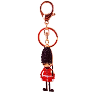 Creative crystal British royal guard keychain with sparkling rhinestones in rose gold