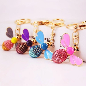 Cute Rhinestone Bee Keychain For Women Alloy Crystal Animal Insect Keyring Bag Hanging Ornament Gift Jewelry