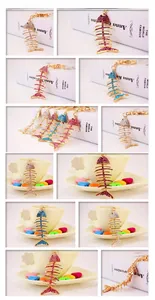 Macro detail of colorful crystal fishbone keychains with sparkling rhinestone accents