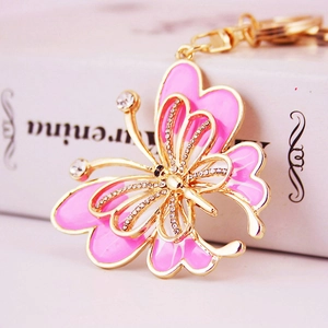 Porte-clés Papillon Élégant en Alliage et Émail Avec Pendentif Incrusté de Strass Scintillants Accessoire Sac Femme