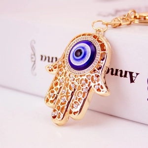 Hamsa Hand Hand der Fatima Schlüsselanhänger Damen Legierung Strass Kristall Katzenaugenstein Taschenanhänger Bohemian Schmuck