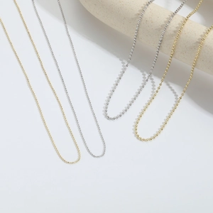 Minimalist 14k gold and silver plated ball chain necklaces for women on white background