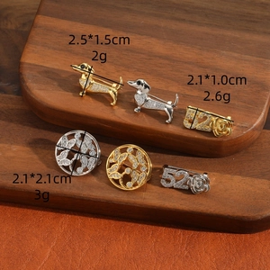 Exquisite vintage 14k gold plated dog and butterfly brooch set with sparkling rhinestones