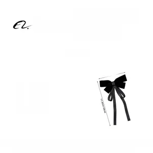 Detailed size specifications for the French velvet bow hair clip with long ribbons