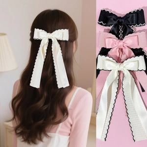 Elegant Double Layer Bow Hair Clip With Long Streamers Handmade Ribbon Hairgrip Sweet Hair Accessories For Women Girls Hairpin