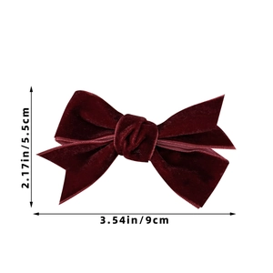 Detailed dimensions of the wine red velvet bow hair clip showing size in centimeters