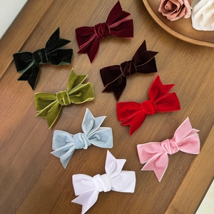 Vintage Velvet Bow Hair Clip Elegant Double Layer Bowknot Duckbill Clip For Women Girls Daily Party Hair Accessories