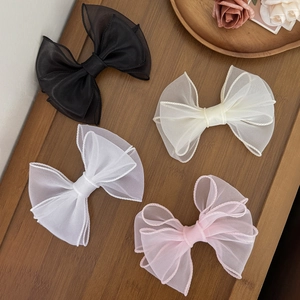 Fermaglio per Capelli a Fiocco in Organza Stile Coreano Dolce Grande Clip a Becco d'Anatra Eleganti Accessori per Capelli da Principessa per Ragazze Donna