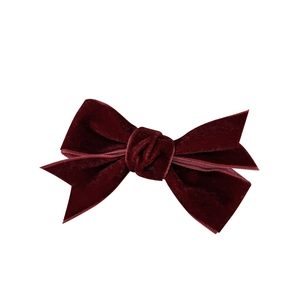 Elegant burgundy velvet bow hair clip with a classic vintage double-layered design