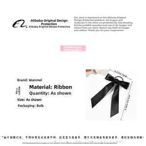 Détails du chouchou à nœud en satin français montrant les dimensions de 14 cm sur 23,5 cm