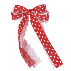 Pince à cheveux rouge à motifs cœurs et dentelle pour coiffure de la Saint-Valentin