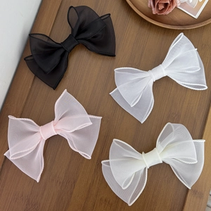 Pince à Cheveux Nœud en Organza Grande Épingle à Cheveux en Maille Superposée Coiffure Élégante pour Femmes Filles Accessoires