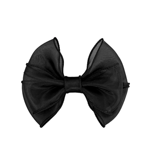 Elegante fermaglio per capelli in organza nera a doppio strato per donna stile minimal