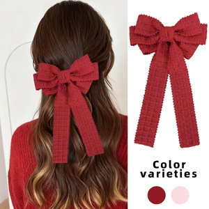 Pince à Cheveux Nœud en Tweed à Carreaux Avec Longs Rubans Scintillants Style Français Pour Femmes Accessoires Cheveux