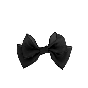 Barrette à cheveux élégante en organza noir à double couche avec une texture légère