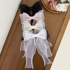 Barrettes à cheveux élégantes en organza de quatre couleurs avec longs rubans