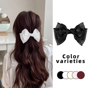 Fermaglio per capelli a doppio strato in rete con fiocco in elegante tessuto di organza
