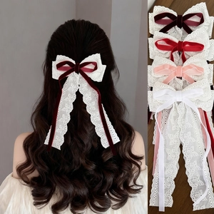 Molletta Per Capelli Con Fiocco In Pizzo E Velluto Con Nastri Lunghi Design Vintage Fatto A Mano Per Donne Gioielli Per Feste