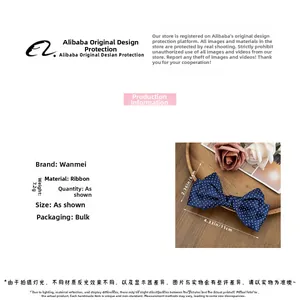 Blue bow hair clip with white polka dots showing dimensions of 11cm x 6cm and 7.2g weight