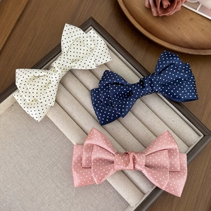 Sweet Polka Dot Bow Hair Clip French Retro Ribbon Fabric Large Bow Fashion Hair Accessory For Girls Women Styling Tool