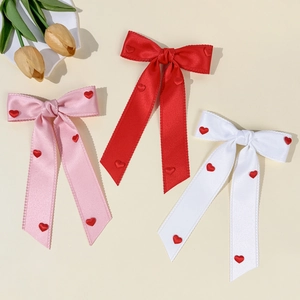 Valentine's Day Heart Ribbon Bow Hair Clip Sweet Ribbon Bowknot Long Streamer Hairpin For Women Girls Sweet Hair Accessories