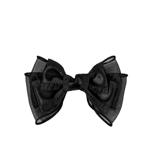 Fermaglio per capelli con fiocco in organza e raso nero per stile elegante
