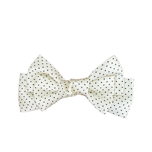 Classic white polka dot hair clip with double layer ribbon bow for girls and women