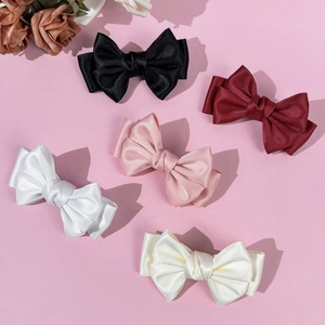 Barrette À Nœud En Ruban De Satin Fait Main Pince Crocodile Douce Pour Femmes Filles Accessoires Cheveux Minimalistes