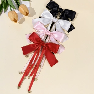 Fiocchi per capelli ballerina con bordo dorato, nastri e campanelli in quattro colori