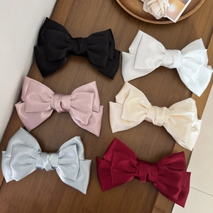 Oversized Satin Bow Hair Clip Elegant Layered French Style Spring Clip Hairpin Fashion Hair Accessories For Women Daily Party Headwear