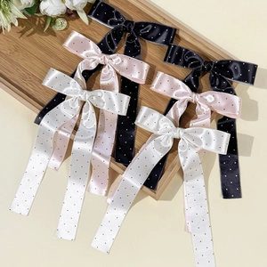 Douces Barrettes Nœud à Pois Balletcore pour Femmes Filles Ruban Satin Long Clip à Bec de Canard Accessoire Cheveux Princesse