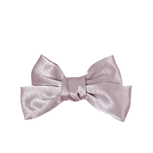 Elegant solid color satin double bow hair clip in dusty pink with a silk-like texture