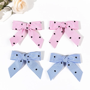 Barrette à Cheveux Nœud Rayé Coeur Style Japonais Lolita Pinces à Cheveux Douces en Ruban pour Femmes Filles Accessoires Cheveux