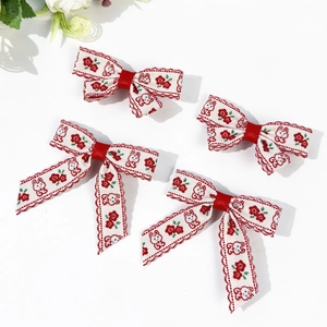 Süße Hase Blume Bestickt Schleife Haarklammer Spitze Rand Niedliche Band Entenschnabelklemme Für Mädchen Prinzessin Haarschmuck