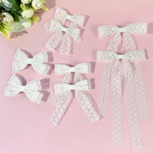 Douce Pince À Cheveux Nœud En Dentelle Blanche Élégante Française Motif Cœur Évidé Pince Bec De Canard Pour Femme Fête Accessoires Quotidiens